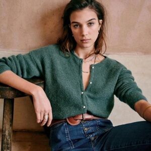 Sezane • Gaspard Cardigan in Dark Sage